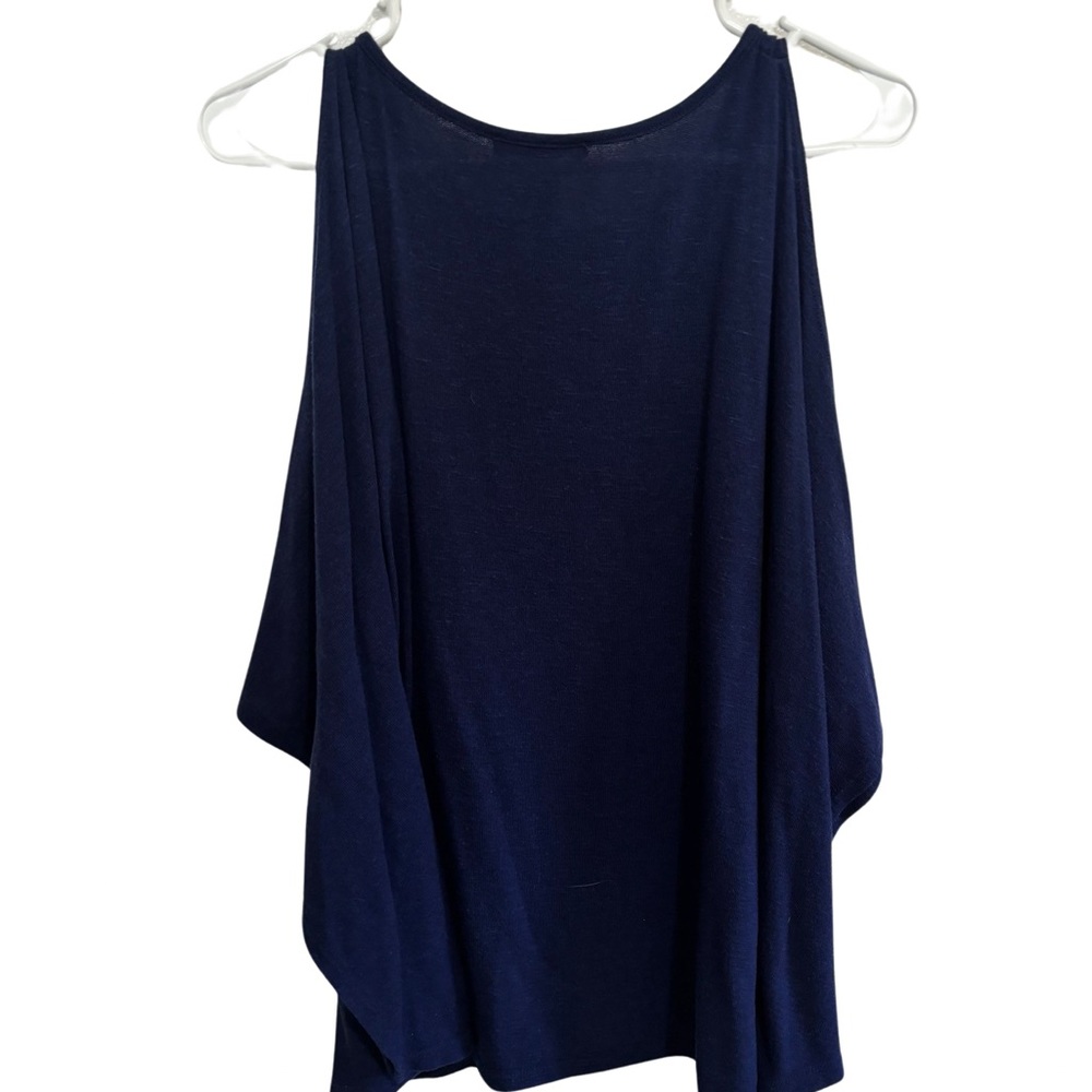 WHBM flattering cold shoulder lightweight jersey tunic top in navy (M)